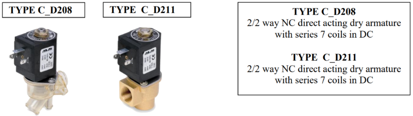 solenoid valves in floor washing machines; valves used