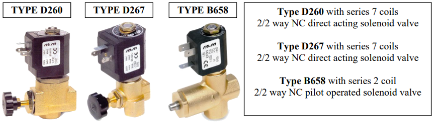 solenoid valves in ironing boards; solenoid valves used